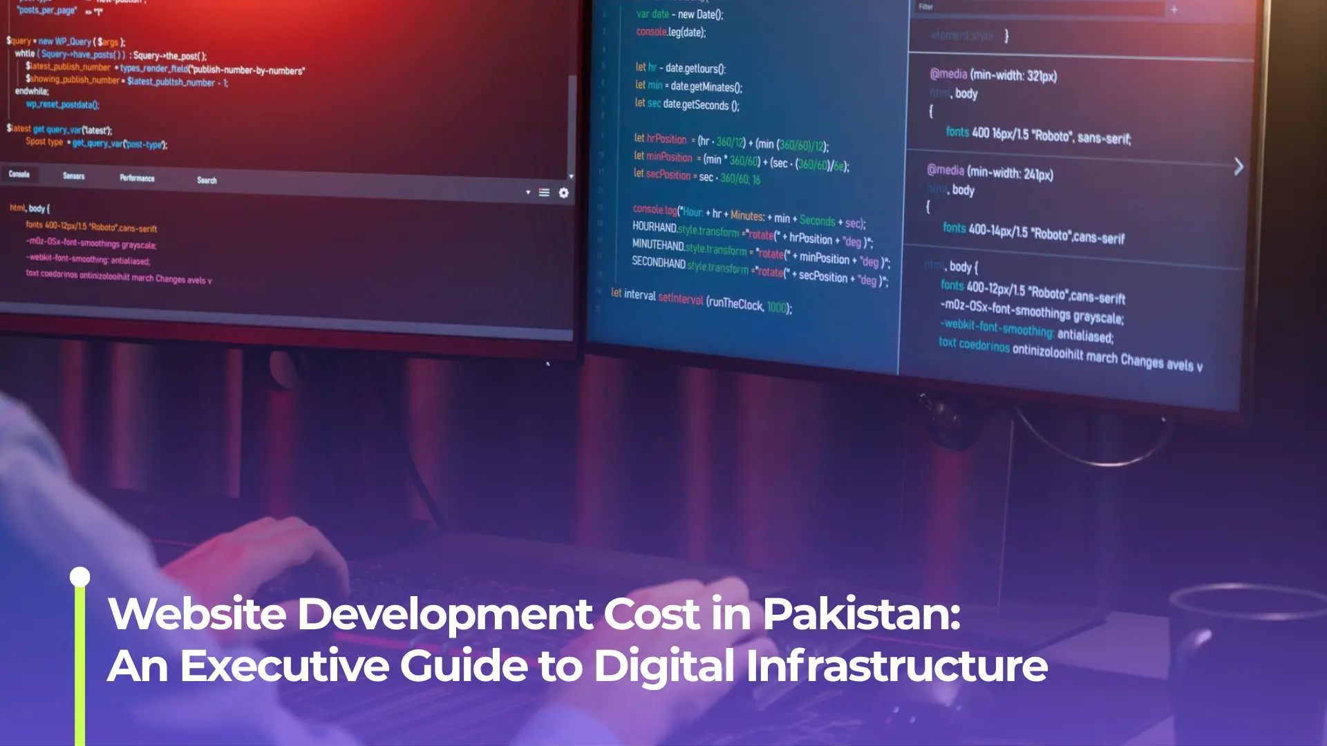 Website development hero image for a pricing guide in Pakistan.
